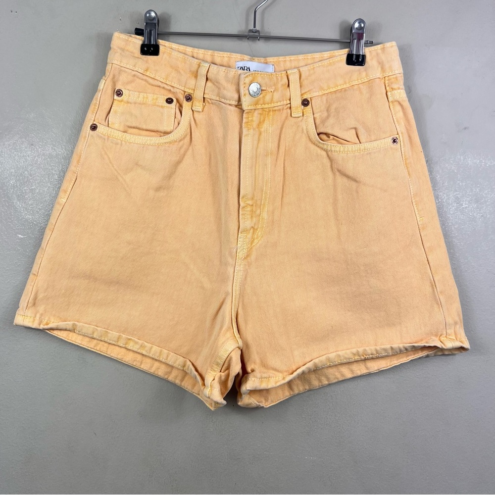 Zara Peach High-Rise Denim Shorts